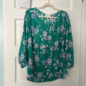 Renee C Green Peasant Top 2X